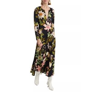 Farm Rio - Surreal Flowers Long-Sleeve Midi-Dress